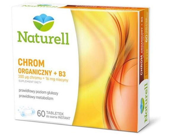 NATURELL Chrom Organiczny +B3 60 tabl. do ssania