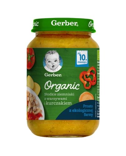 GERBER ORGANIC Słodkie ziemniaki z warzywami i kurczakiem po 10 miesiącu -190 g