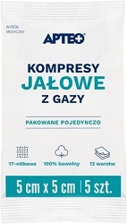 Kompresy gaz. jał. APTEO CARE 5x5cm 5szt.