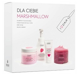 ZIAJA MARSHMALLOW Zestaw Peeling+Pianka myj.+Krem d/rąk.+Galaretka d/kap.