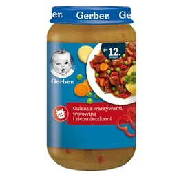 Gerber Obiadek Gulasz Z Warzywami Wołowiną I Ziemniaczkami dla niemowląt po 12 Miesiącu 250g