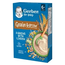 GERBER Grain& Grow Kaszka 8 Zbóż z lipą dla niemowląt po 6.miesiącu 200g