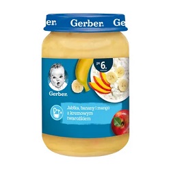 Gerber Deser jabłka, banany i mango z kremowym twarożkiem, 190 g