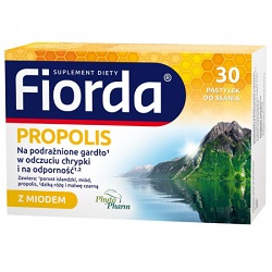 Fiorda Propolis pastylki do ssania 30 pastyl. *+2 pastylki Gratis !